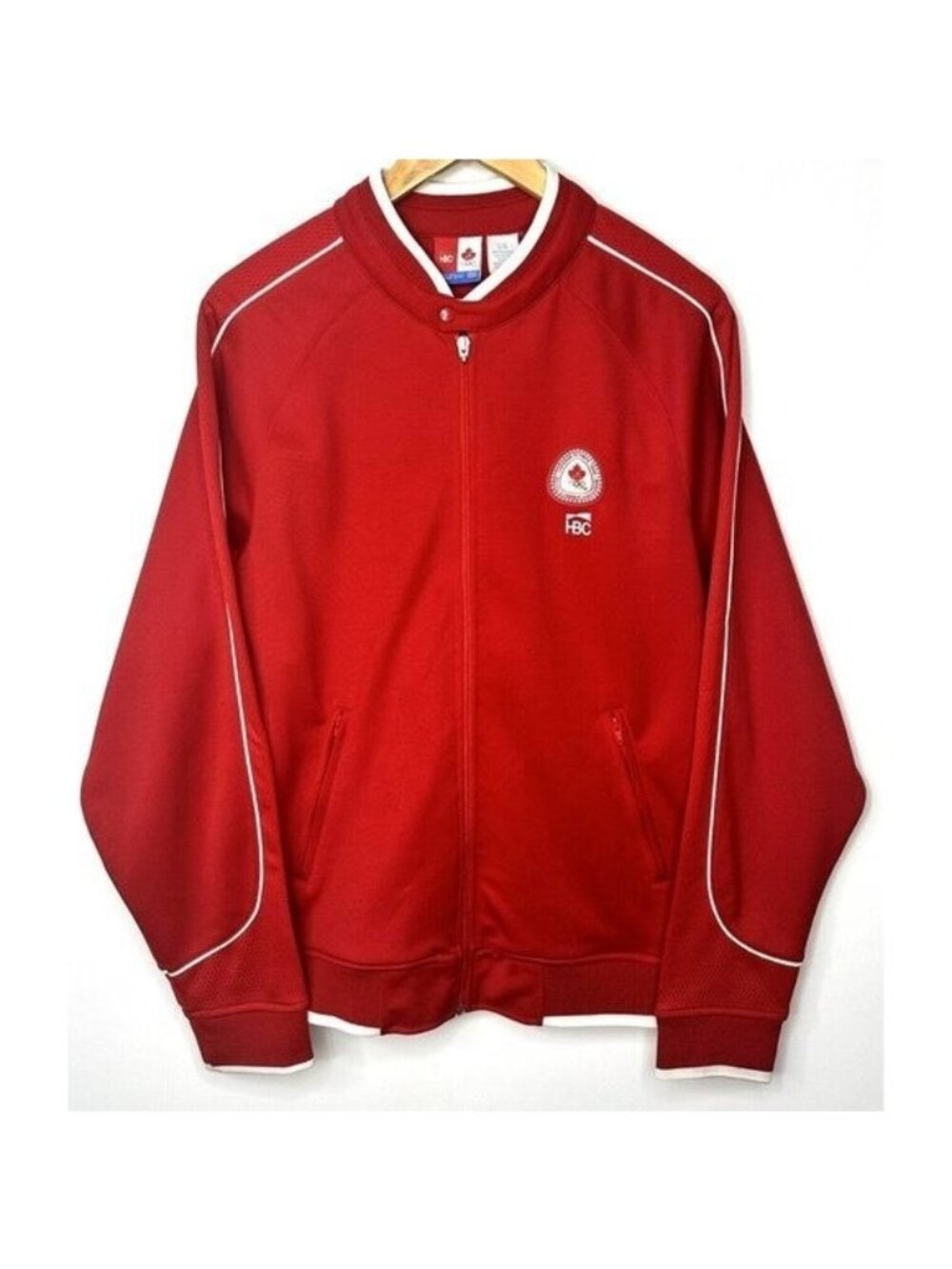 Vintage HBC Canada 2006 Olympic Track Jacket Mens L Red Full Zip Y2K Torino